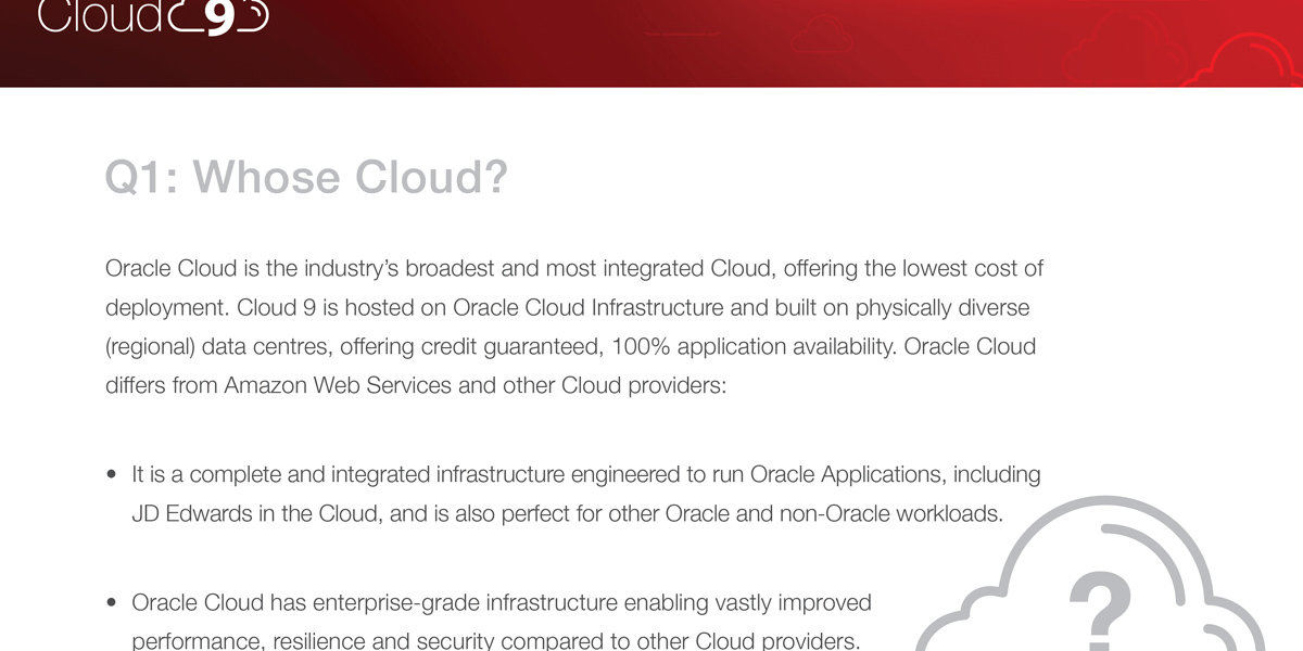 Cloud 9 Frequently Asked Questions